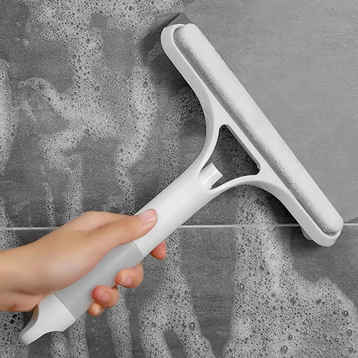 3 in 1 Window Cleaning Scraper, Squeegee and Scrubber with Spray, Multifunctional Household Cleaning Tool, Car Windshield Cleaner,Lightweight Silicone Microfiber Wipe